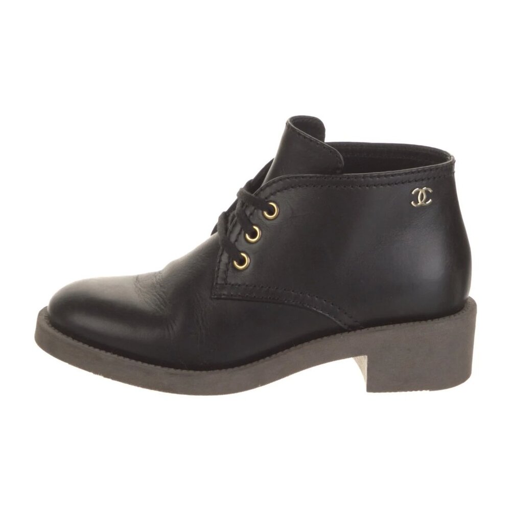 Chanel 2016 Interlocking CC Logo Lace-Up Boots